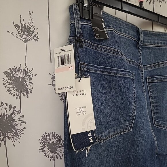 Max Studio Women's Ankle Jeans Size 10 Blue Dark Wash Cuffed Hem - Picture 5 of 5